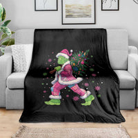 Bigfoot Christmas Tree Throw Blanket Pink Xmas Funny Green Sasquatch - Wonder Print Shop
