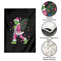 Bigfoot Christmas Tree Garden Flag Pink Xmas Funny Green Sasquatch - Wonder Print Shop