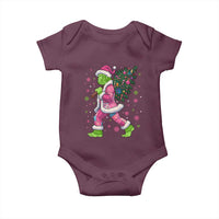 Bigfoot Christmas Tree Baby Onesie Pink Xmas Funny Green Sasquatch - Wonder Print Shop