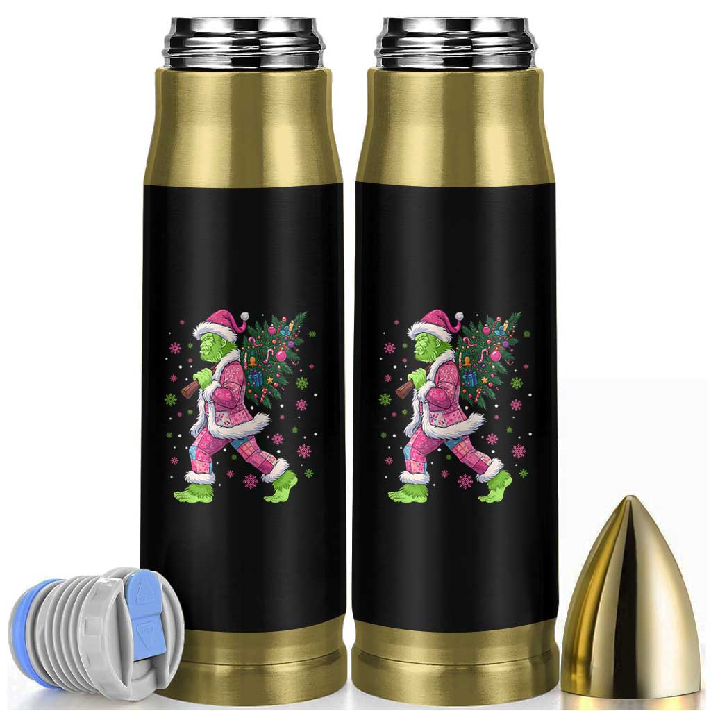 Bigfoot Christmas Tree Bullet Tumbler Pink Xmas Funny Green Sasquatch - Wonder Print Shop