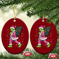 Bigfoot Christmas Tree Ceramic Ornament Pink Xmas Funny Green Sasquatch - Wonder Print Shop
