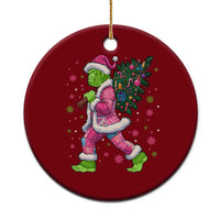 Bigfoot Christmas Tree Ceramic Ornament Pink Xmas Funny Green Sasquatch - Wonder Print Shop