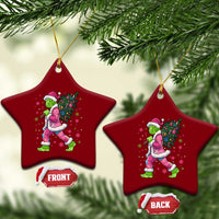 Bigfoot Christmas Tree Ceramic Ornament Pink Xmas Funny Green Sasquatch - Wonder Print Shop