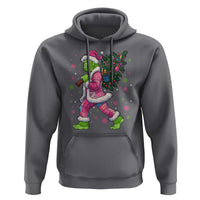 Bigfoot Christmas Tree Hoodie Pink Xmas Funny Green Sasquatch - Wonder Print Shop