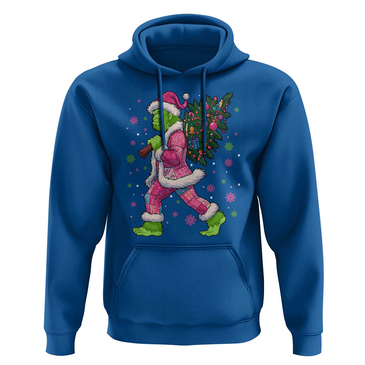 Bigfoot Christmas Tree Hoodie Pink Xmas Funny Green Sasquatch - Wonder Print Shop