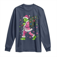 Bigfoot Christmas Tree Long Sleeve Shirt Pink Xmas Funny Green Sasquatch - Wonder Print Shop