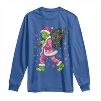 Bigfoot Christmas Tree Long Sleeve Shirt Pink Xmas Funny Green Sasquatch - Wonder Print Shop