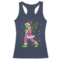 Bigfoot Christmas Tree Racerback Tank Top Pink Xmas Funny Green Sasquatch - Wonder Print Shop