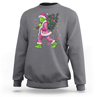 Bigfoot Christmas Tree Sweatshirt Pink Xmas Funny Green Sasquatch - Wonder Print Shop