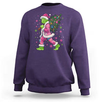 Bigfoot Christmas Tree Sweatshirt Pink Xmas Funny Green Sasquatch - Wonder Print Shop