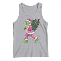 Bigfoot Christmas Tree Tank Top Pink Xmas Funny Green Sasquatch - Wonder Print Shop