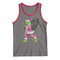 Bigfoot Christmas Tree Tank Top Pink Xmas Funny Green Sasquatch - Wonder Print Shop