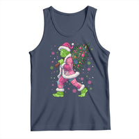 Bigfoot Christmas Tree Tank Top Pink Xmas Funny Green Sasquatch - Wonder Print Shop