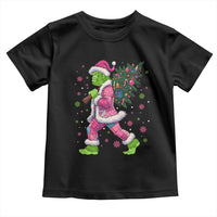 Bigfoot Christmas Tree Toddler T Shirt Pink Xmas Funny Green Sasquatch - Wonder Print Shop