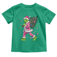 Bigfoot Christmas Tree Toddler T Shirt Pink Xmas Funny Green Sasquatch - Wonder Print Shop