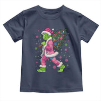 Bigfoot Christmas Tree Toddler T Shirt Pink Xmas Funny Green Sasquatch - Wonder Print Shop
