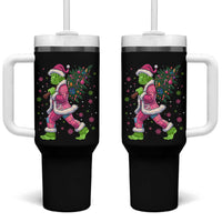 Bigfoot Christmas Tree Tumbler With Handle Pink Xmas Funny Green Sasquatch - Wonder Print Shop