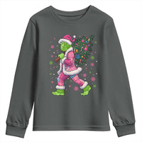Bigfoot Christmas Tree Youth Sweatshirt Pink Xmas Funny Green Sasquatch - Wonder Print Shop