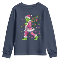 Bigfoot Christmas Tree Youth Sweatshirt Pink Xmas Funny Green Sasquatch - Wonder Print Shop