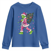 Bigfoot Christmas Tree Youth Sweatshirt Pink Xmas Funny Green Sasquatch - Wonder Print Shop