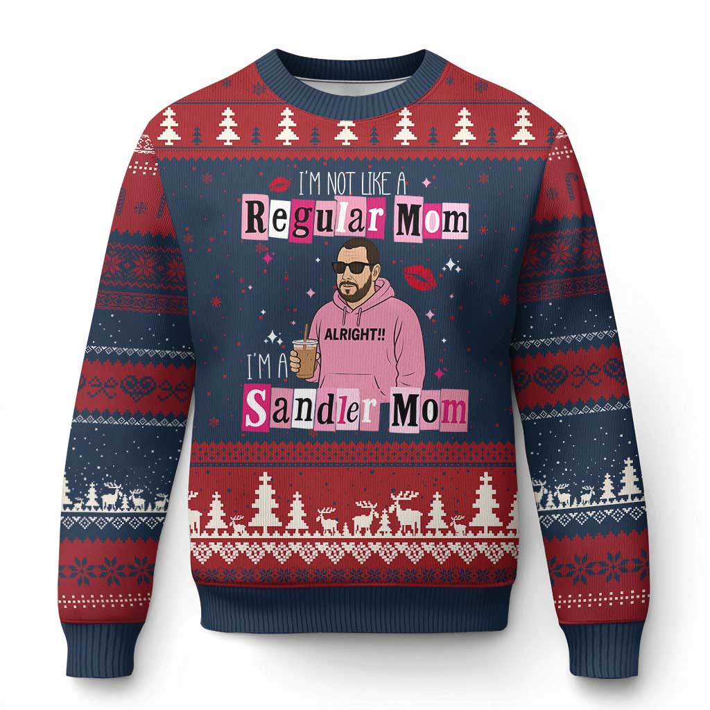 Not A Regular Mom I'm A Sandler Mom Ugly Christmas Sweater Retro Movie Actor Adam Fan - Wonder Print Shop