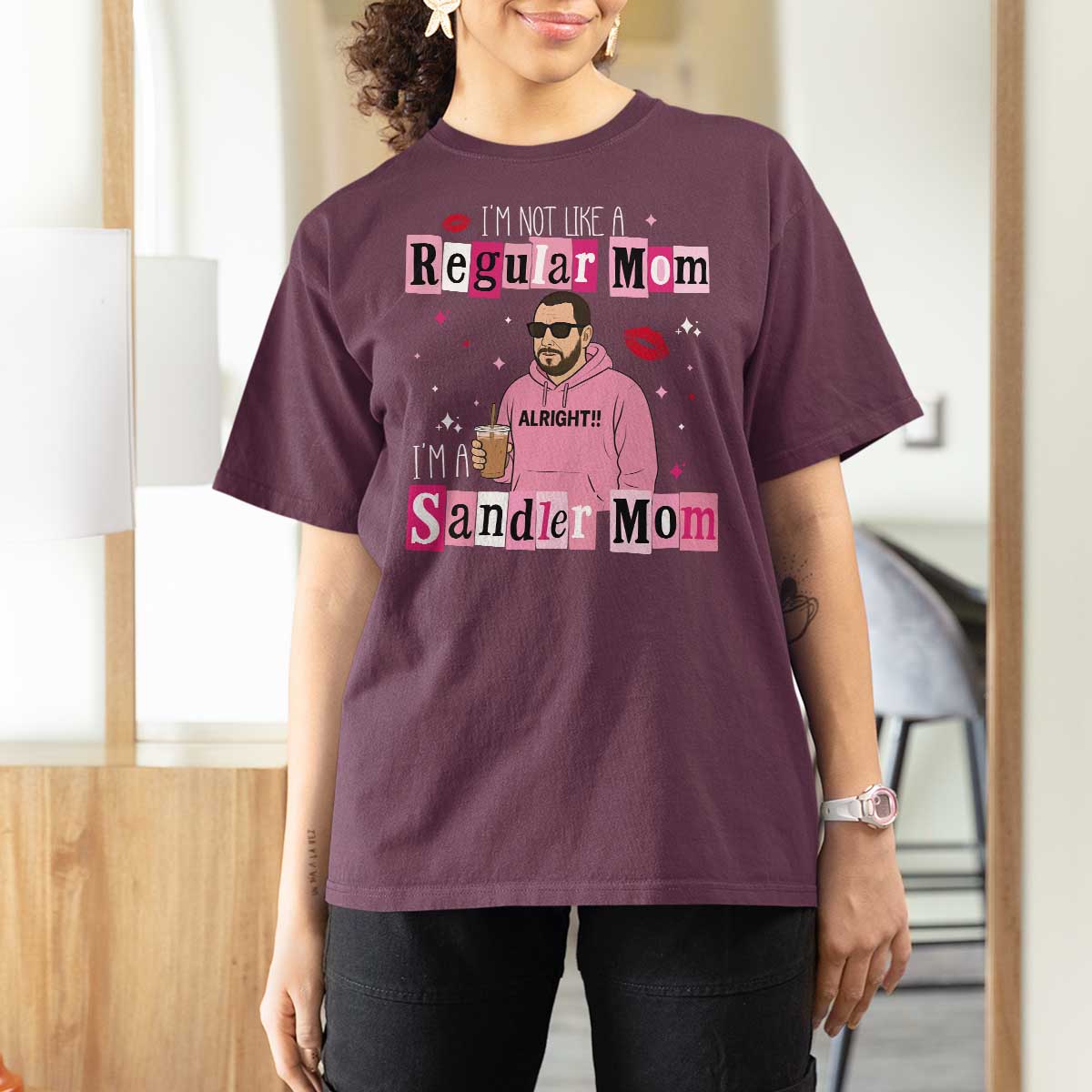 Not A Regular Mom I'm A Sandler Mom T Shirt For Women Retro Movie Actor Adam Fan - Wonder Print Shop