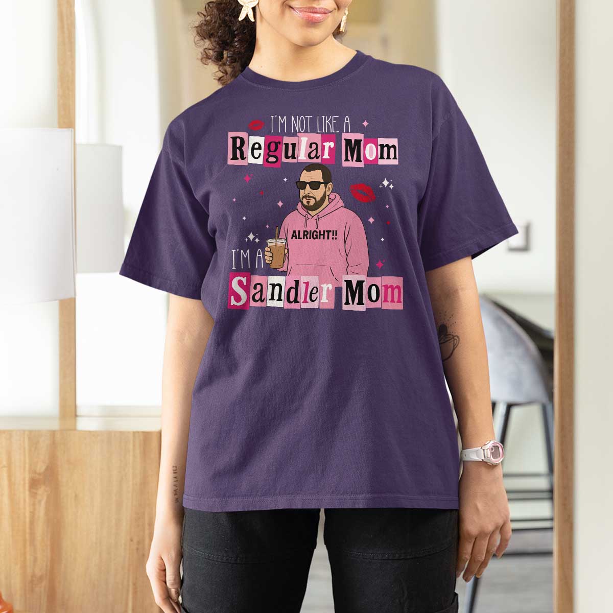 Not A Regular Mom I'm A Sandler Mom T Shirt For Women Retro Movie Actor Adam Fan - Wonder Print Shop