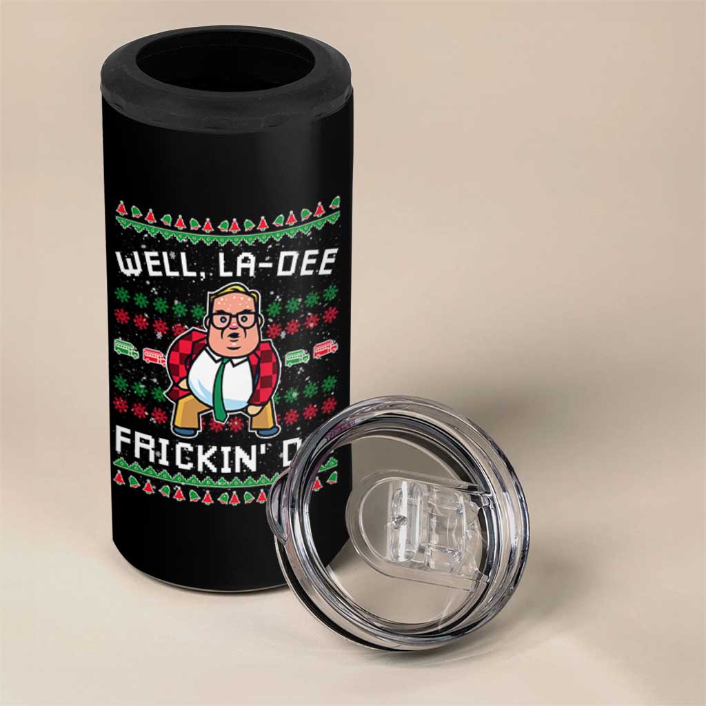 Funny Ugly Christmas 4 in 1 Can Cooler Tumbler Well La Dee Frickin Da Xmas Saturday Night - Wonder Print Shop