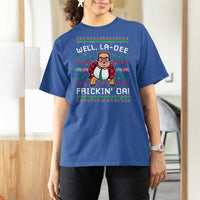 Funny Ugly Christmas T Shirt For Women Well La Dee Frickin Da Xmas Saturday Night - Wonder Print Shop