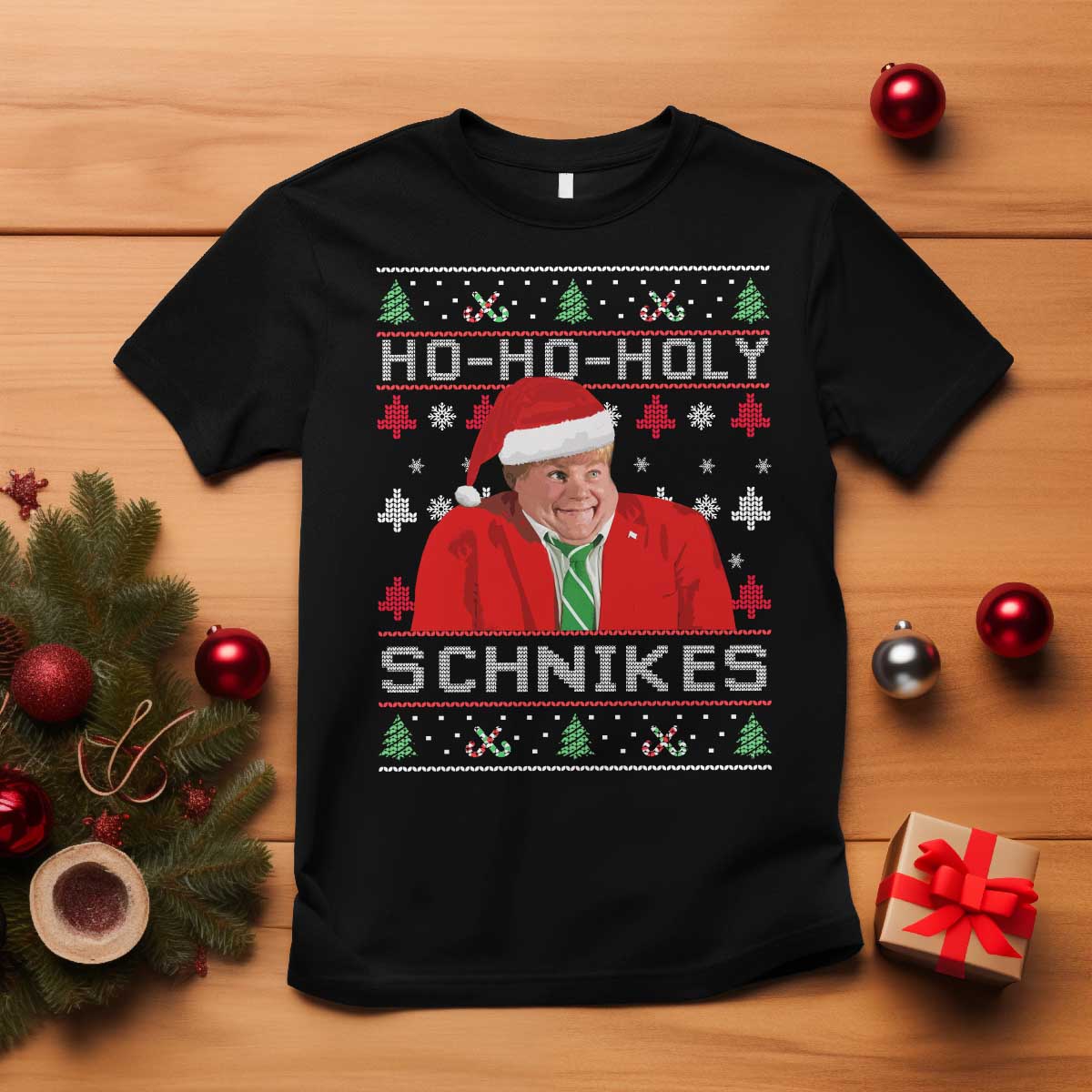 Funny Ugly Christmas T Shirt Chris Holy Schnikes Farley - Wonder Print Shop
