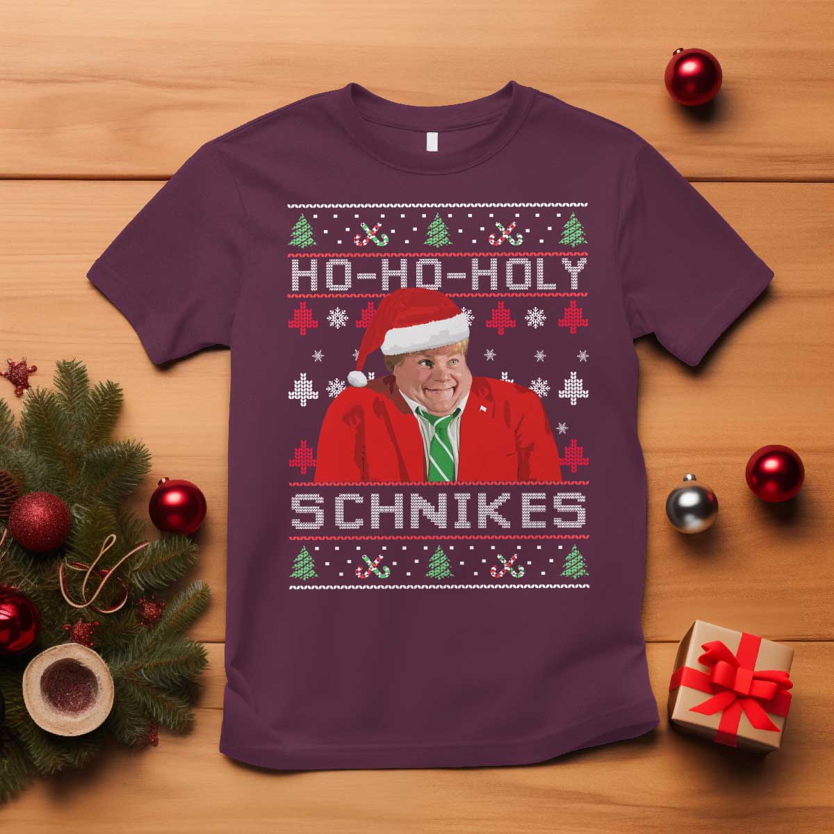 Funny Ugly Christmas T Shirt Chris Holy Schnikes Farley - Wonder Print Shop
