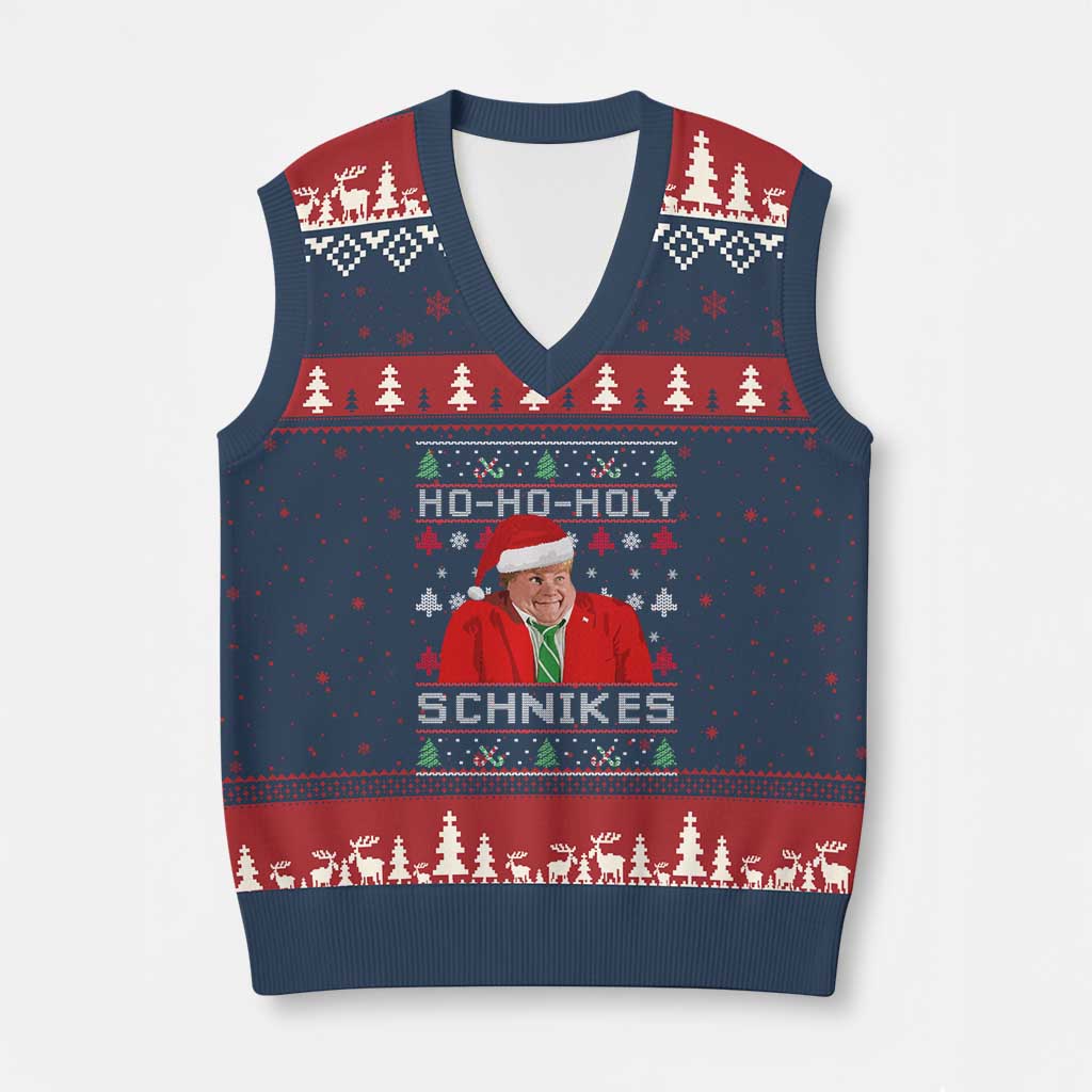 Funny Ugly Xmas V-Neck Knit Sweater Vest Chris Holy Schnikes Farley - Wonder Print Shop