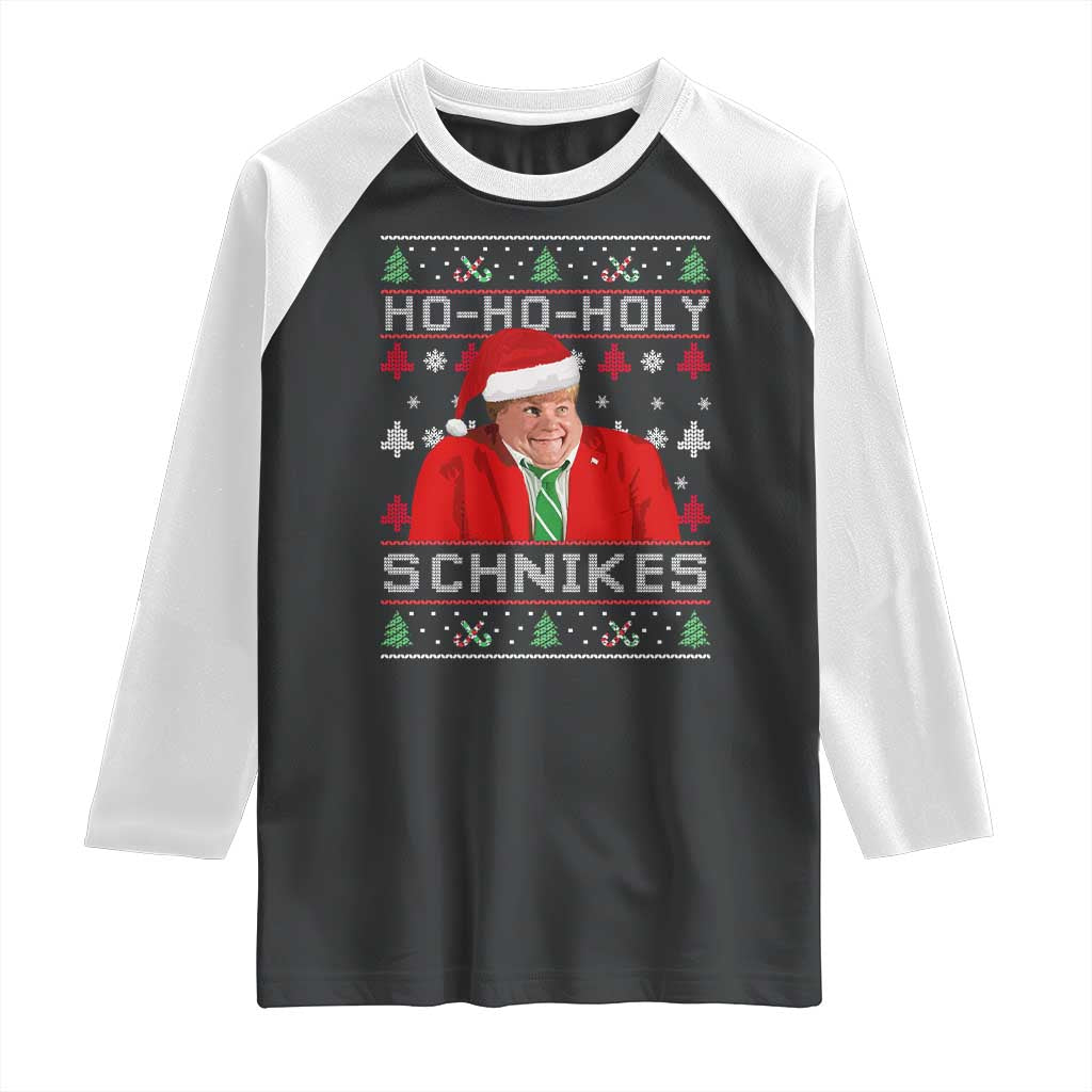 Funny Ugly Christmas Raglan Shirt Chris Holy Schnikes Farley - Wonder Print Shop