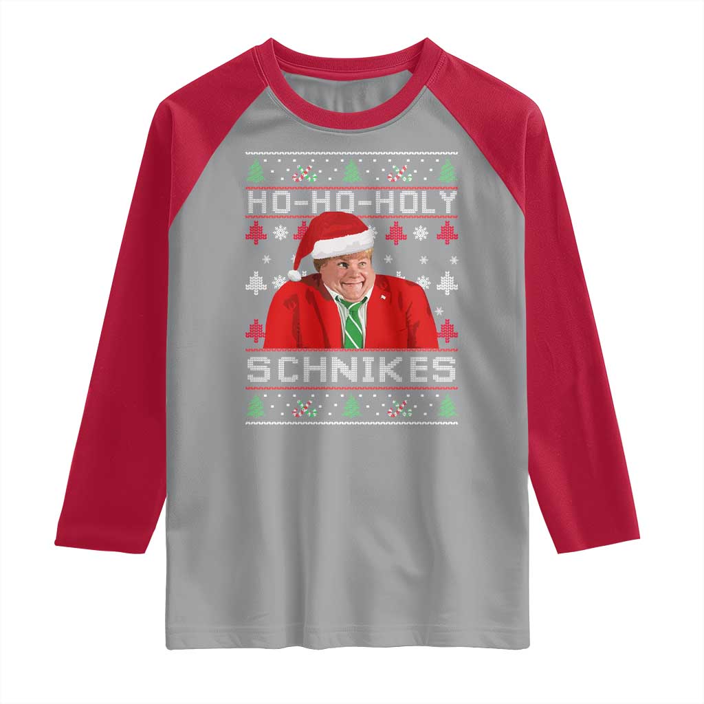 Funny Ugly Christmas Raglan Shirt Chris Holy Schnikes Farley - Wonder Print Shop