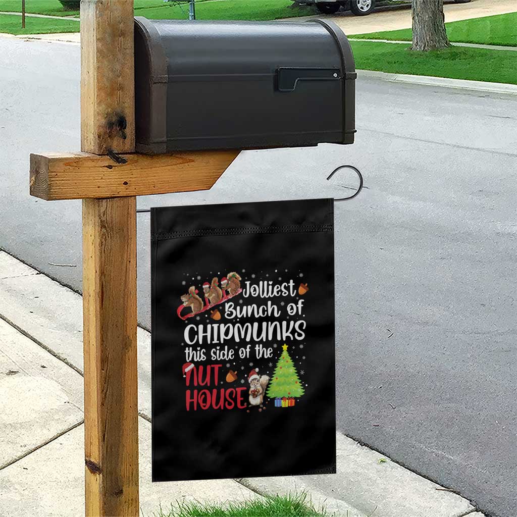 Funny Christmas Garden Flag Jolliest Bunch Of Chipmunks This Side Of The Nut House - Wonder Print Shop