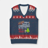 Funny Xmas V-Neck Knit Sweater Vest Jolliest Bunch Of Chipmunks This Side Of The Nut House - Wonder Print Shop