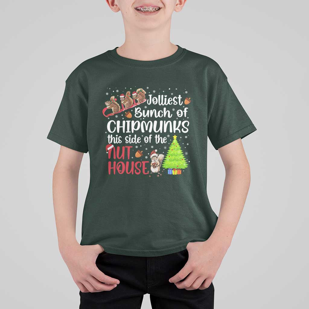 Funny Christmas T Shirt For Kid Jolliest Bunch Of Chipmunks This Side Of The Nut House - Wonder Print Shop