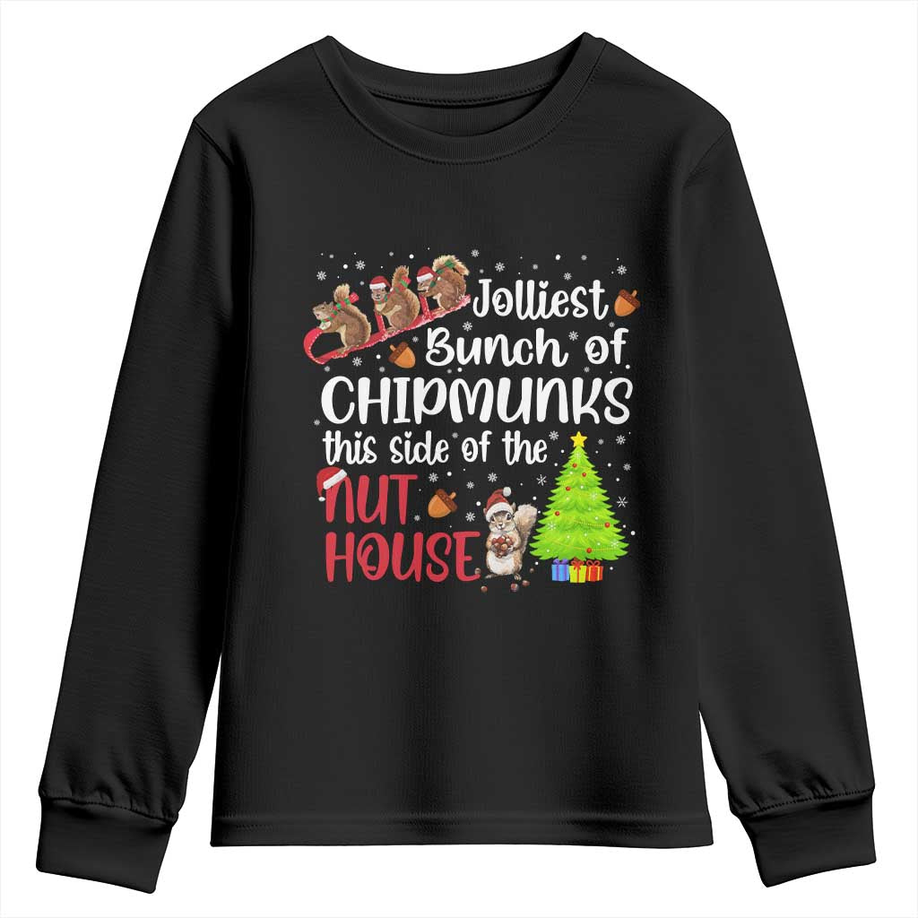 Funny Christmas Youth Sweatshirt Jolliest Bunch Of Chipmunks This Side Of The Nut House - Wonder Print Shop