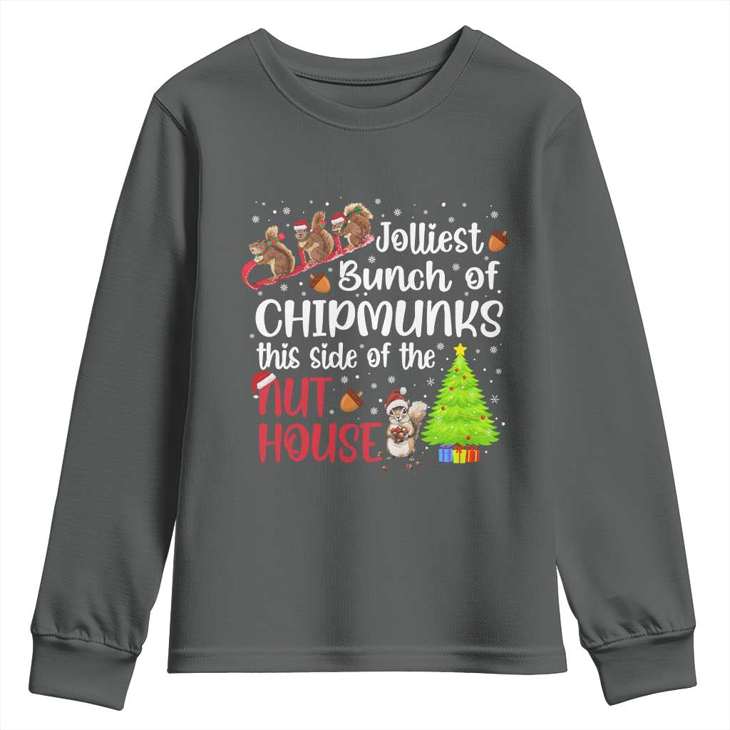 Funny Christmas Youth Sweatshirt Jolliest Bunch Of Chipmunks This Side Of The Nut House - Wonder Print Shop