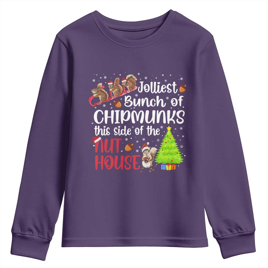Funny Christmas Youth Sweatshirt Jolliest Bunch Of Chipmunks This Side Of The Nut House - Wonder Print Shop