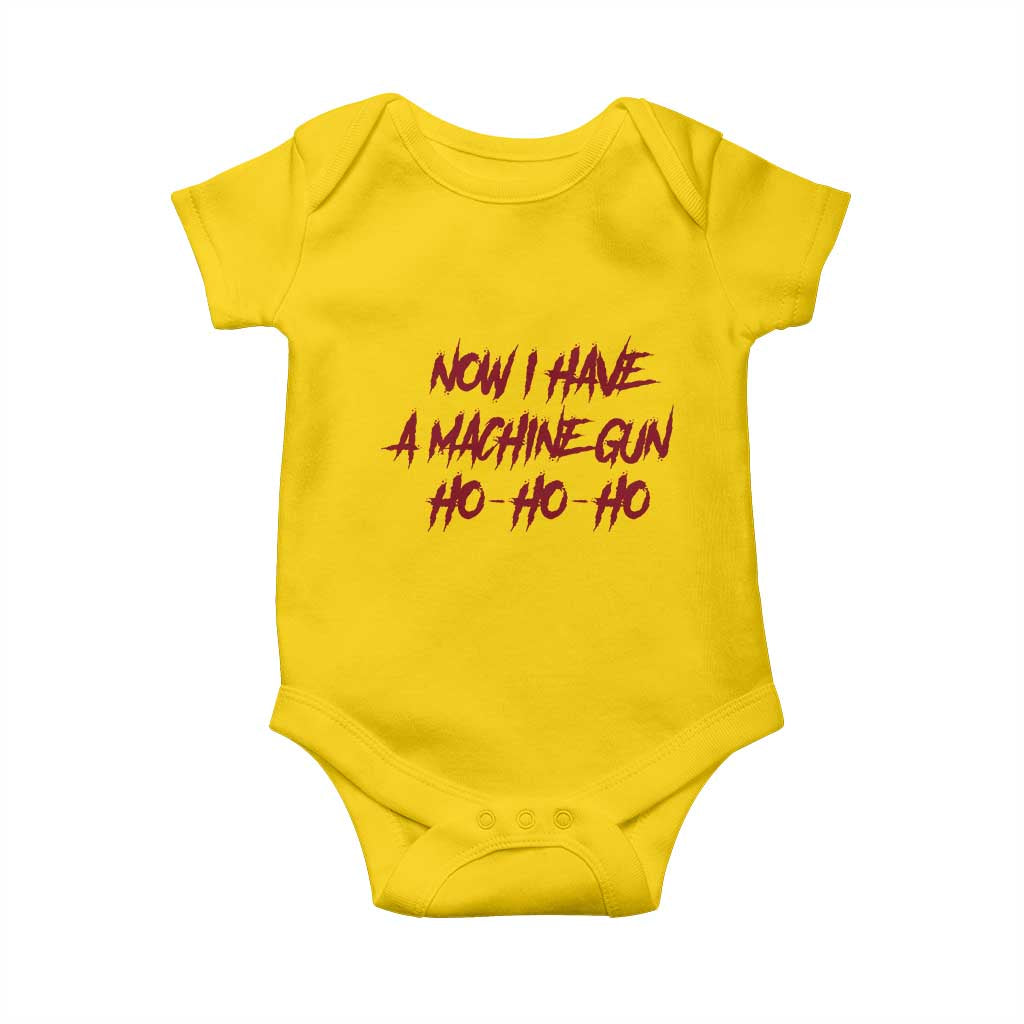 Now I Have A Machine Gun Baby Onesie Funny Retro 90s Movie Jumper - Wonder Print Shop