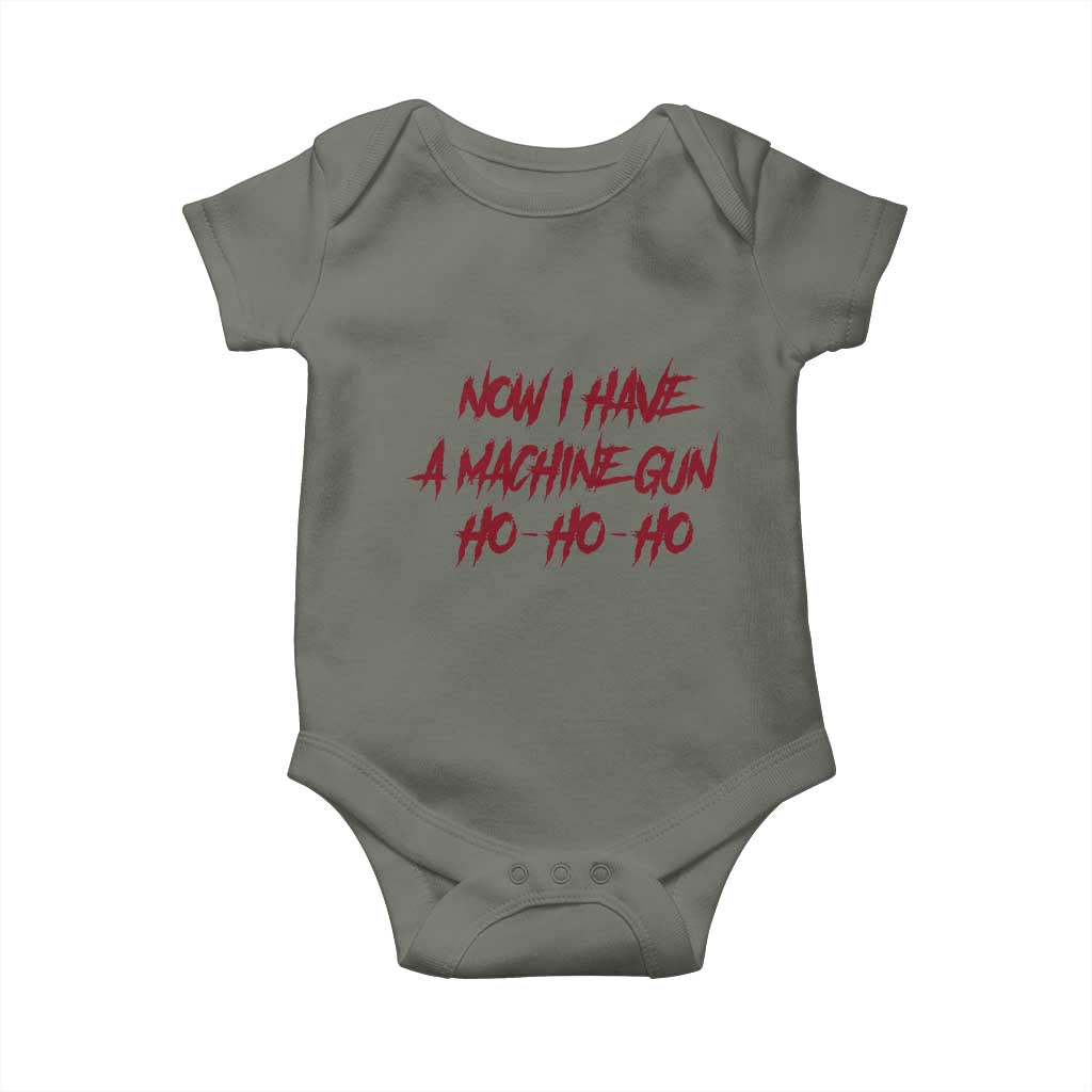 Now I Have A Machine Gun Baby Onesie Funny Retro 90s Movie Jumper - Wonder Print Shop