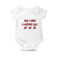 Now I Have A Machine Gun Baby Onesie Funny Retro 90s Movie Jumper - Wonder Print Shop