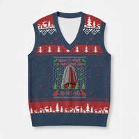 Now I Have A Machine Gun V-Neck Knit Sweater Vest Nakatomi Plaza Xmas Party 1988 Ugly Xmas Gift - Wonder Print Shop