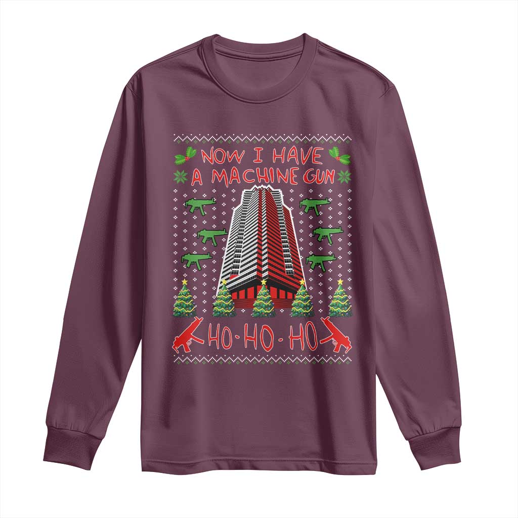 Now I Have A Machine Gun Long Sleeve Shirt Nakatomi Plaza Christmas Party 1988 Ugly Xmas Gift - Wonder Print Shop