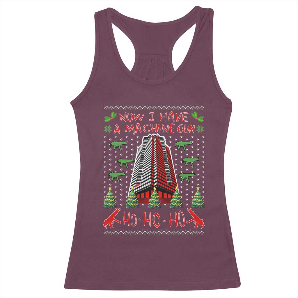 Now I Have A Machine Gun Racerback Tank Top Nakatomi Plaza Christmas Party 1988 Ugly Xmas Gift - Wonder Print Shop