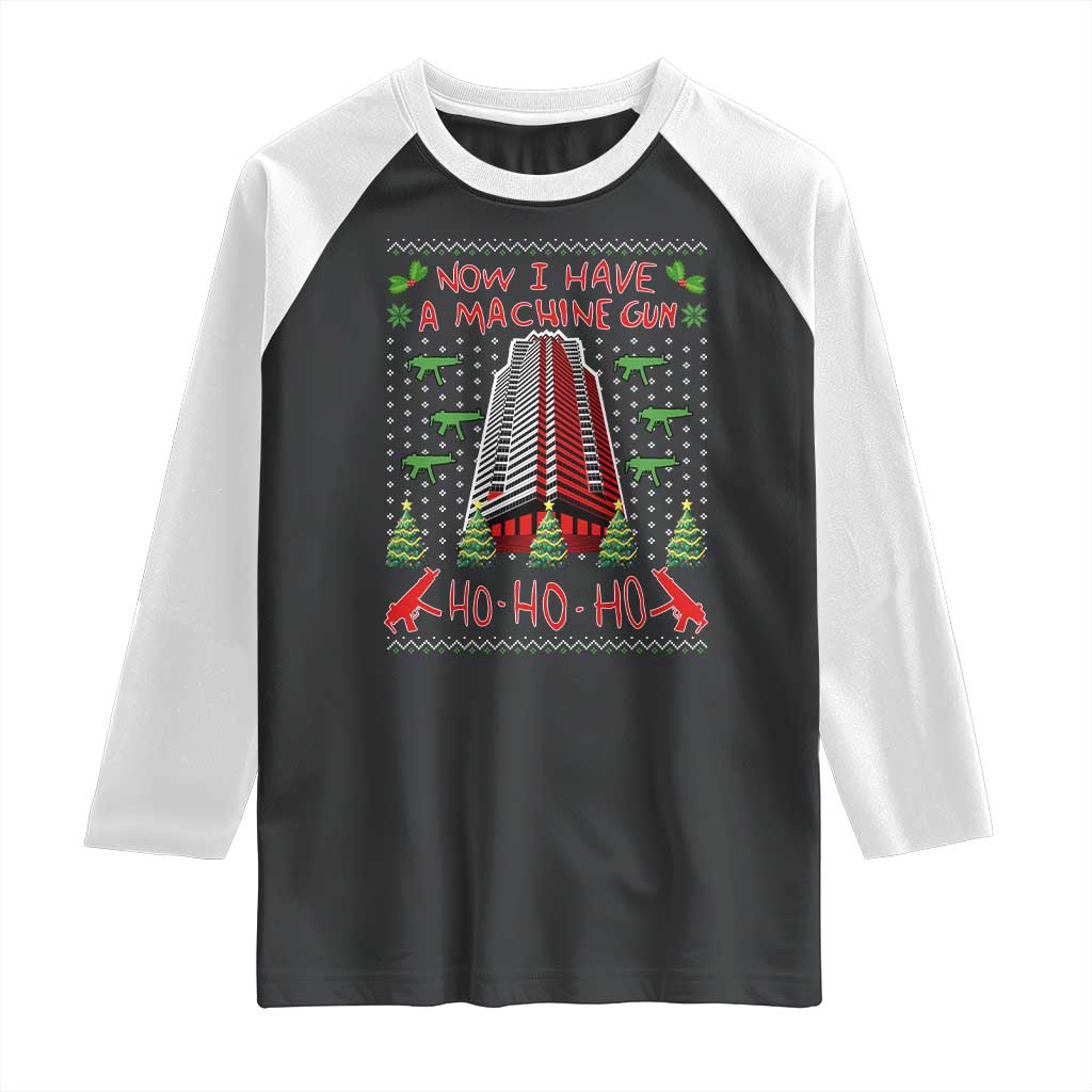 Now I Have A Machine Gun Raglan Shirt Nakatomi Plaza Christmas Party 1988 Ugly Xmas Gift - Wonder Print Shop