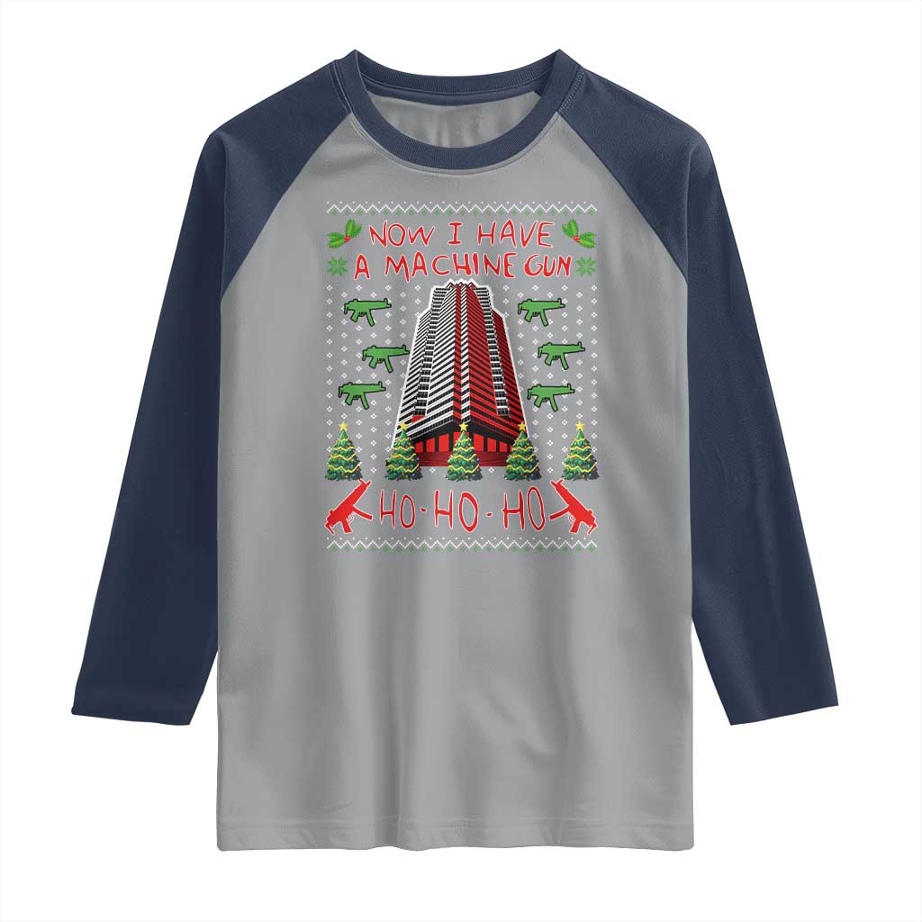 Now I Have A Machine Gun Raglan Shirt Nakatomi Plaza Christmas Party 1988 Ugly Xmas Gift - Wonder Print Shop