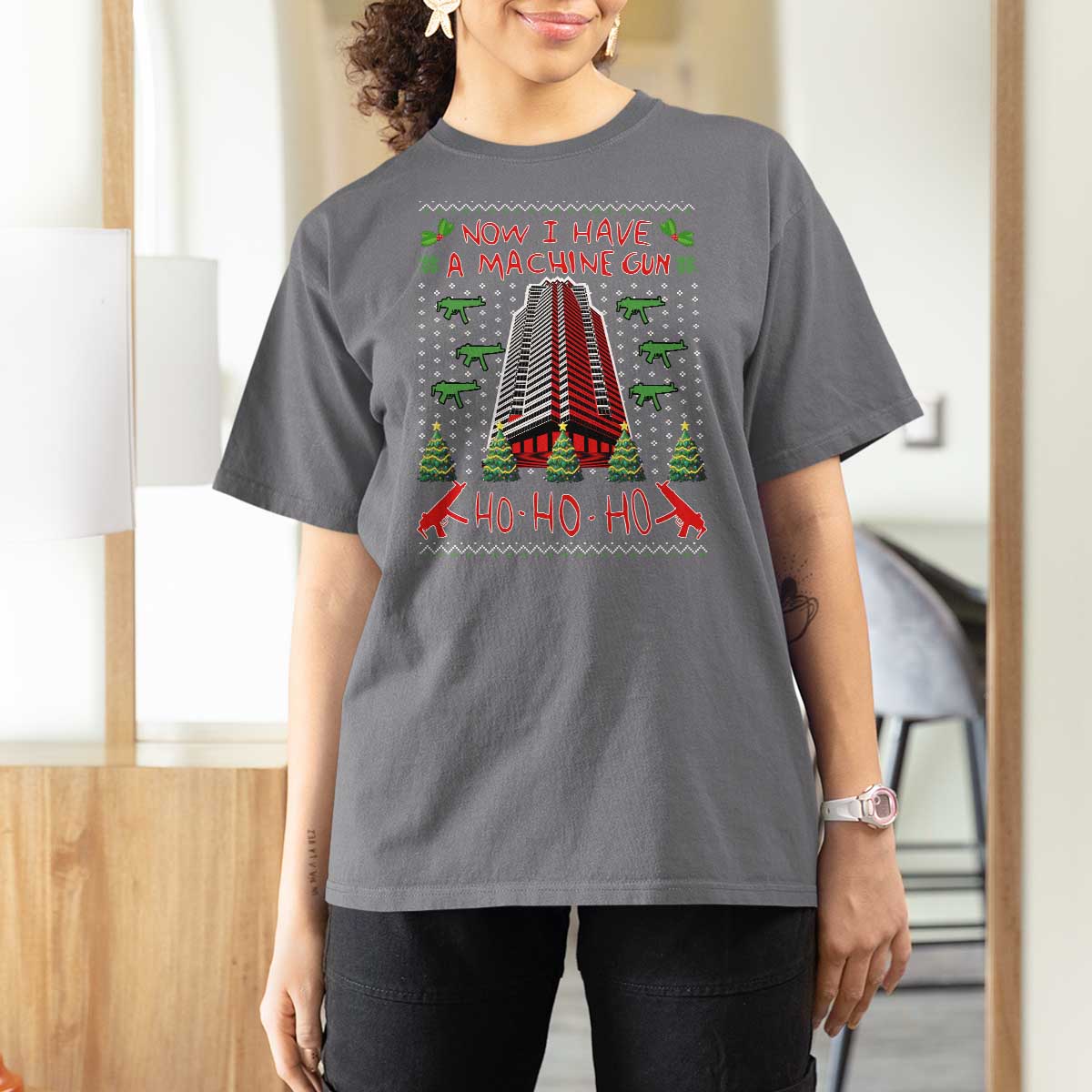 Now I Have A Machine Gun T Shirt For Women Nakatomi Plaza Christmas Party 1988 Ugly Xmas Gift - Wonder Print Shop