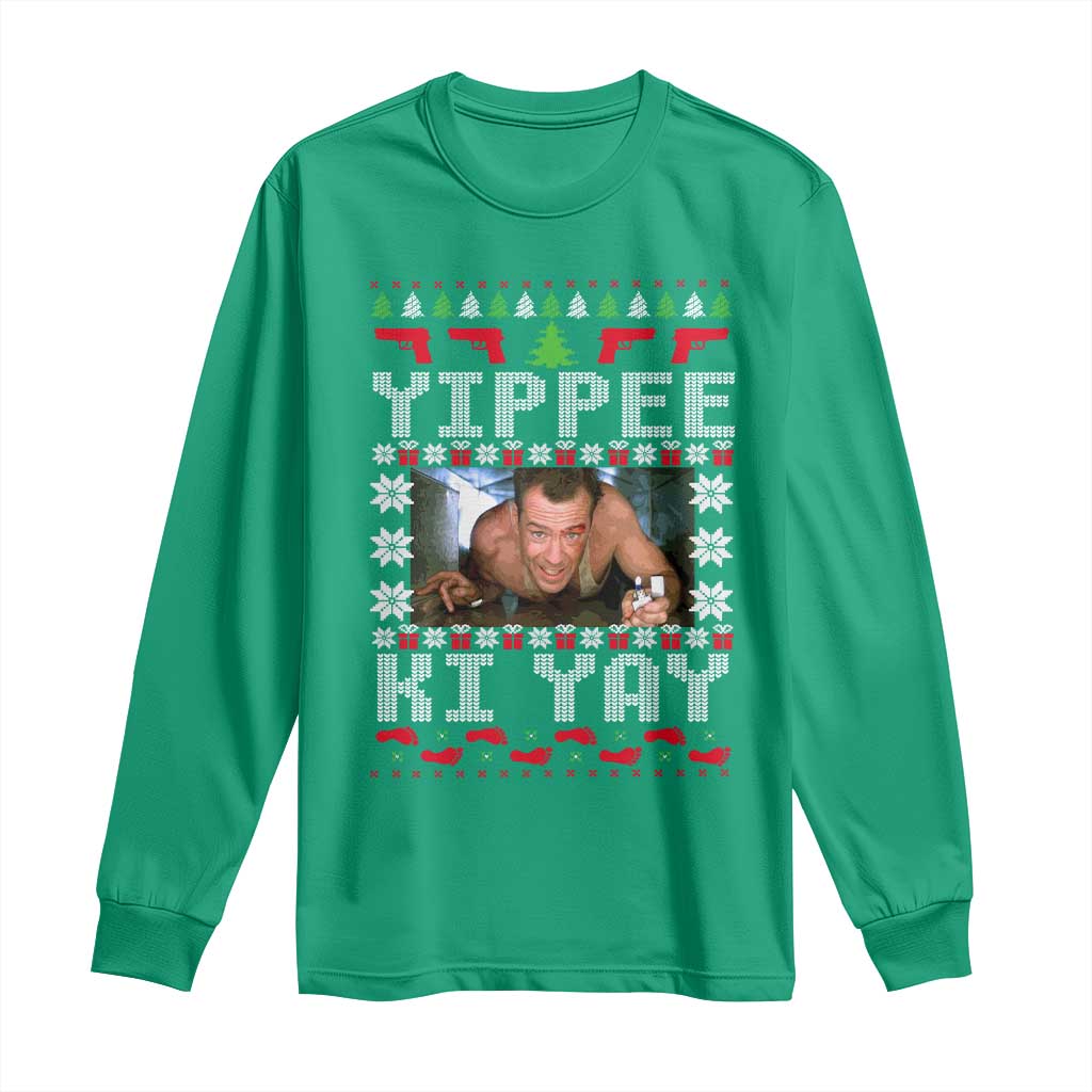 Yippee Ki Yay Long Sleeve Shirt Funny 80's Movie Xmas Gift Ugly Christmas - Wonder Print Shop